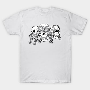 three wise skull head T-Shirt